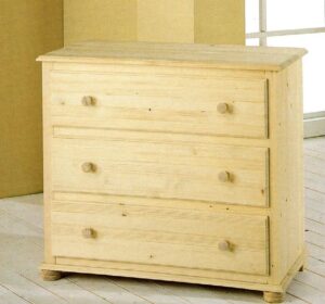 Comò Country 3 cassetti abete massello cm.89x42,5 H 85